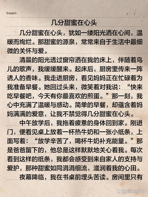 几分甜蜜在心头初中作文