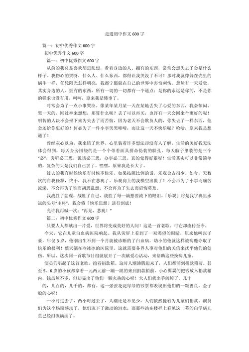 上初中的感受作文600