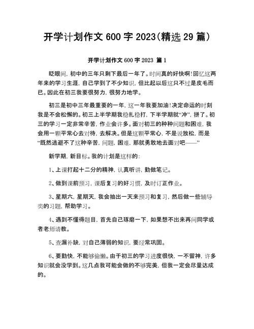 升入初中的打算600字