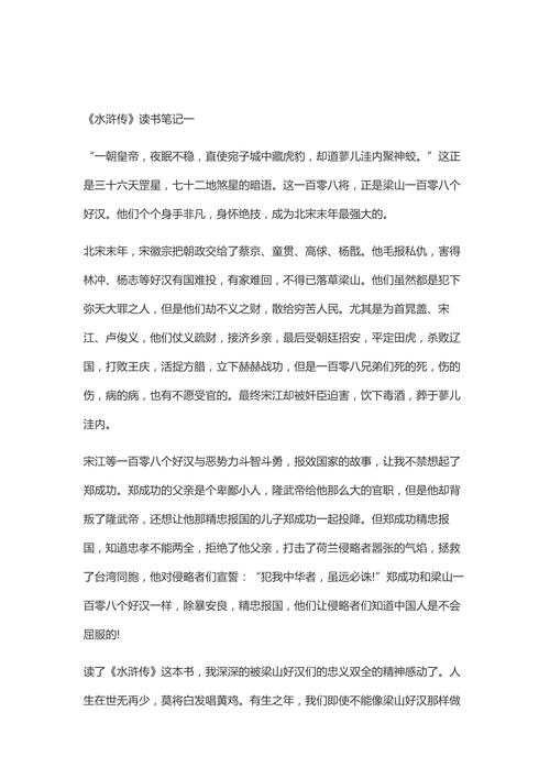 读水浒初中作文700字