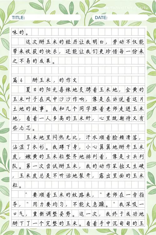掰玉米600字初中作文