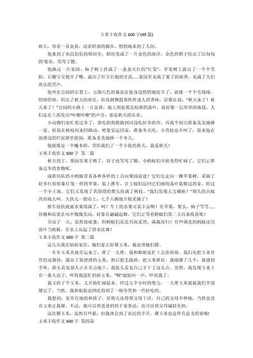 掰玉米600字初中作文