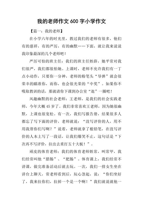 小学生作文我的新老师