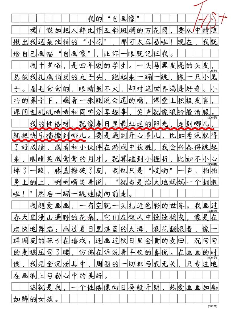 自画像初中作文800字