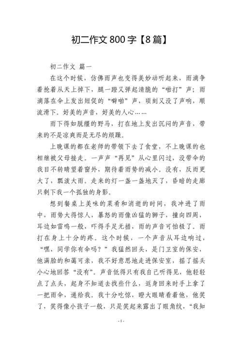 初中好作文800字叙事