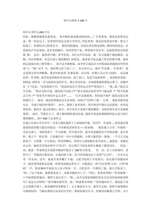 初中记事类文章600字