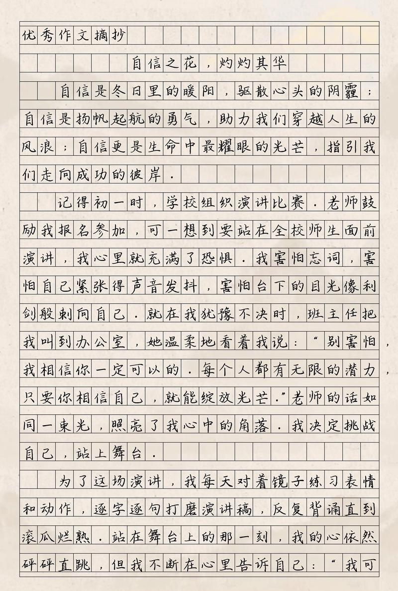 留些自信给自己初中作文