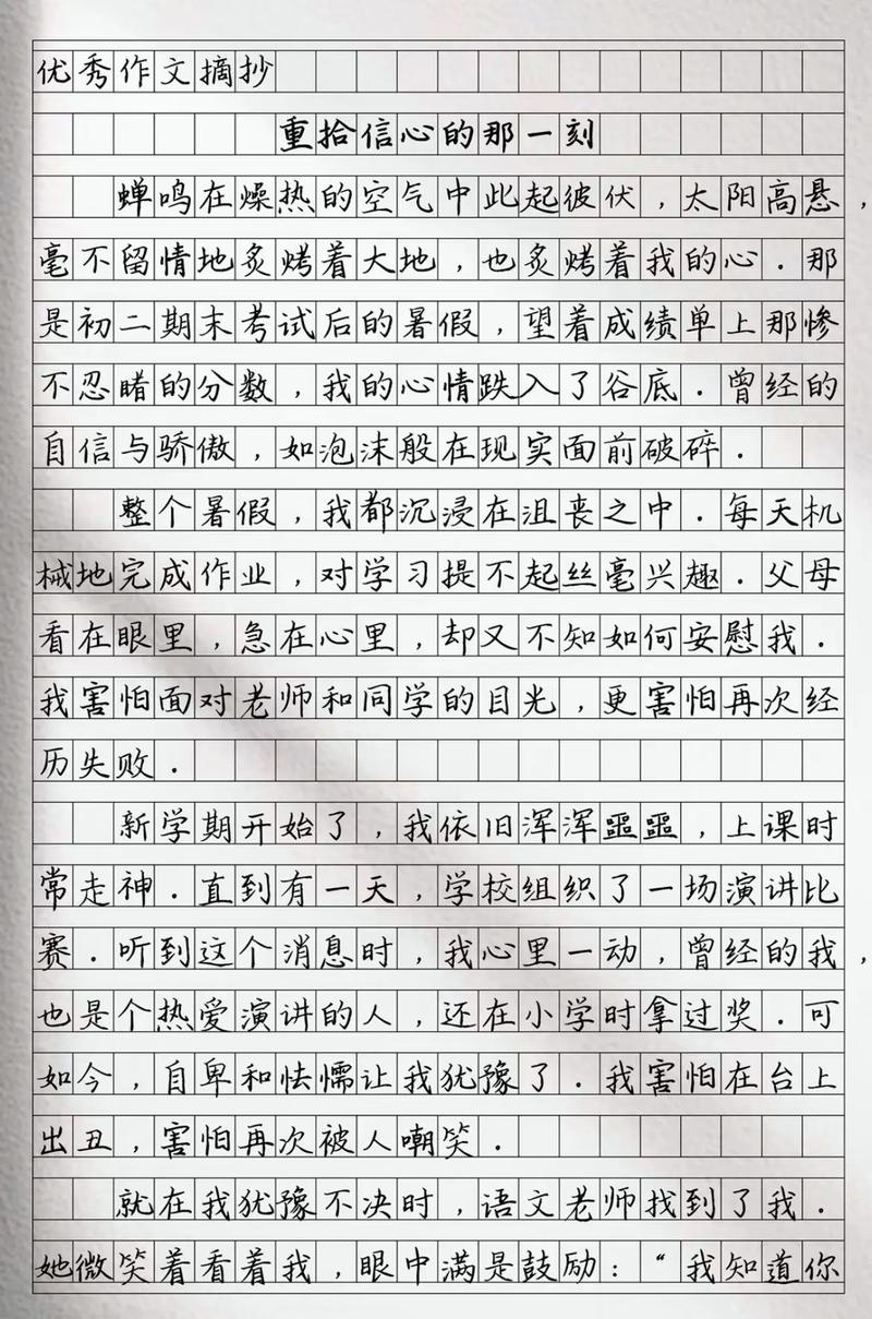 留些自信给自己初中作文