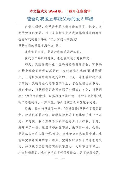 小学作文爸爸对我的爱