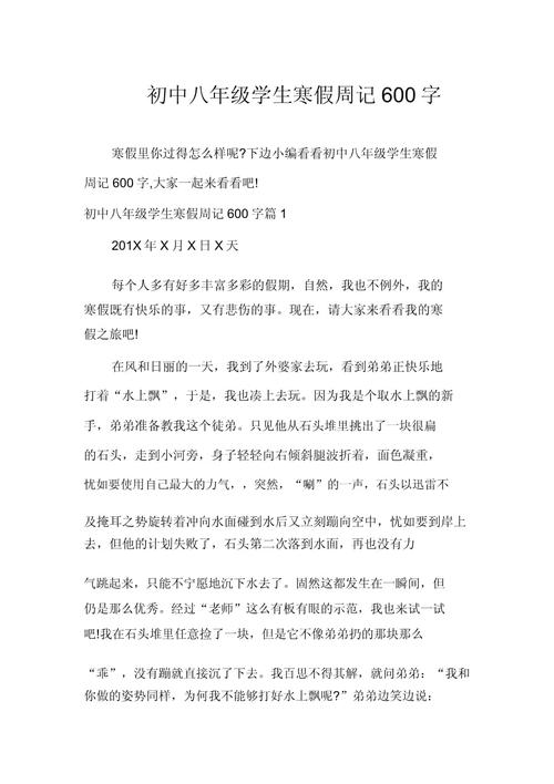难忘的寒假600字初中