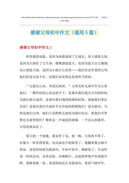 关于父母的作文例文初中