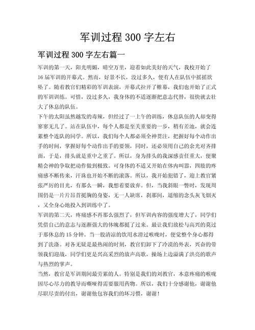 初中的军训作文300字