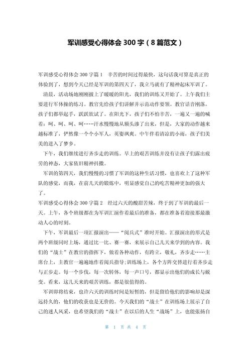 初中的军训作文300字