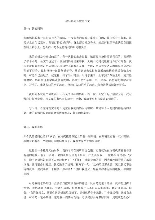 对母亲的外貌描写 初中