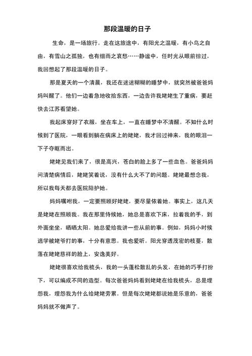 那段美好的日子初中作文