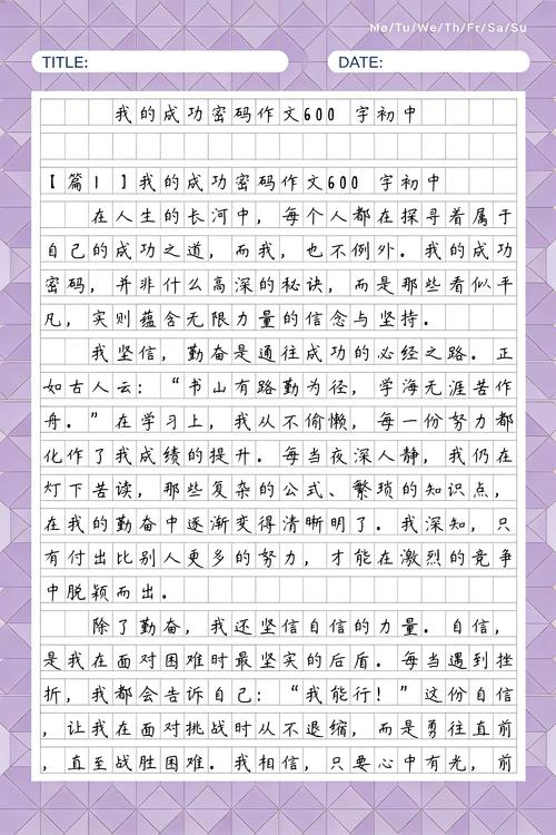 我成功600字作文初中