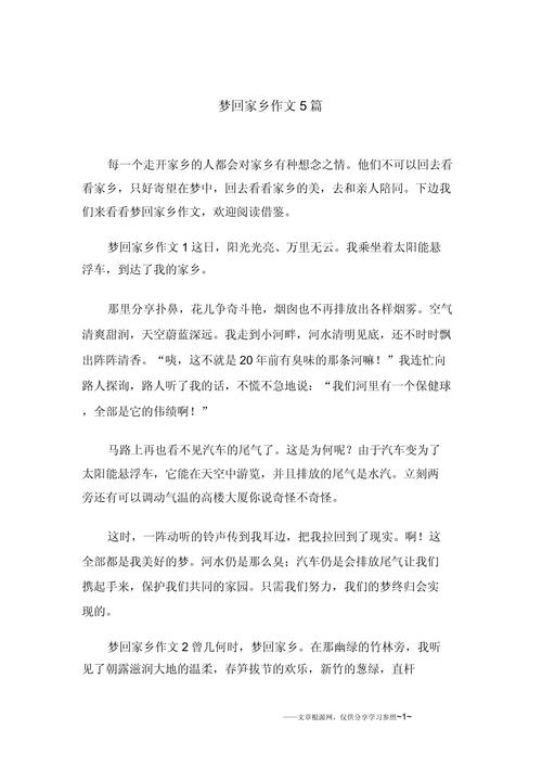 关于梦回故乡的初中作文