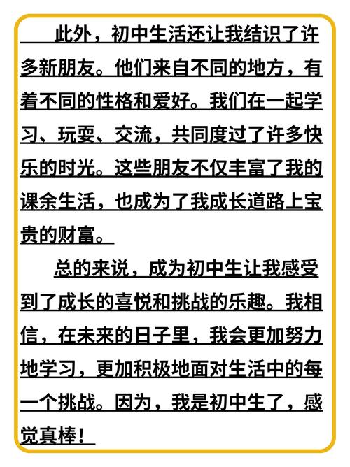 进入初中的想法600字