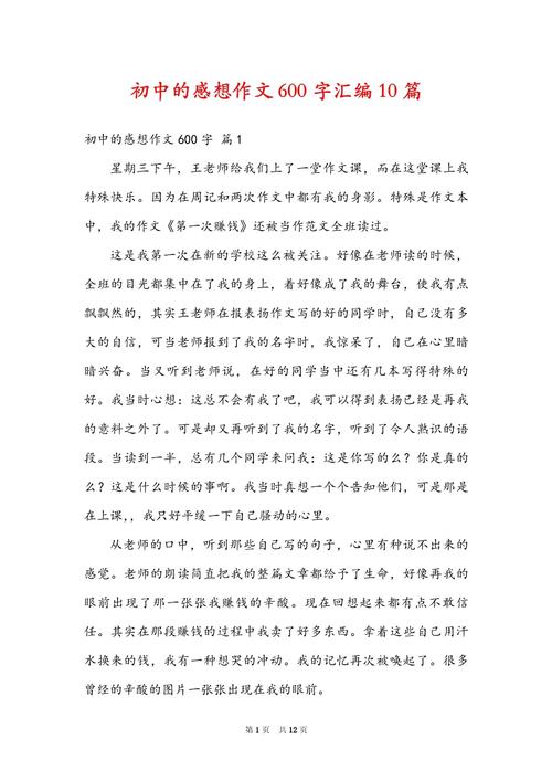 进入初中的想法600字