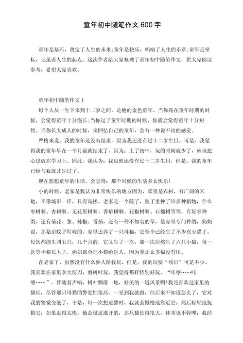 童年事作文600字初中